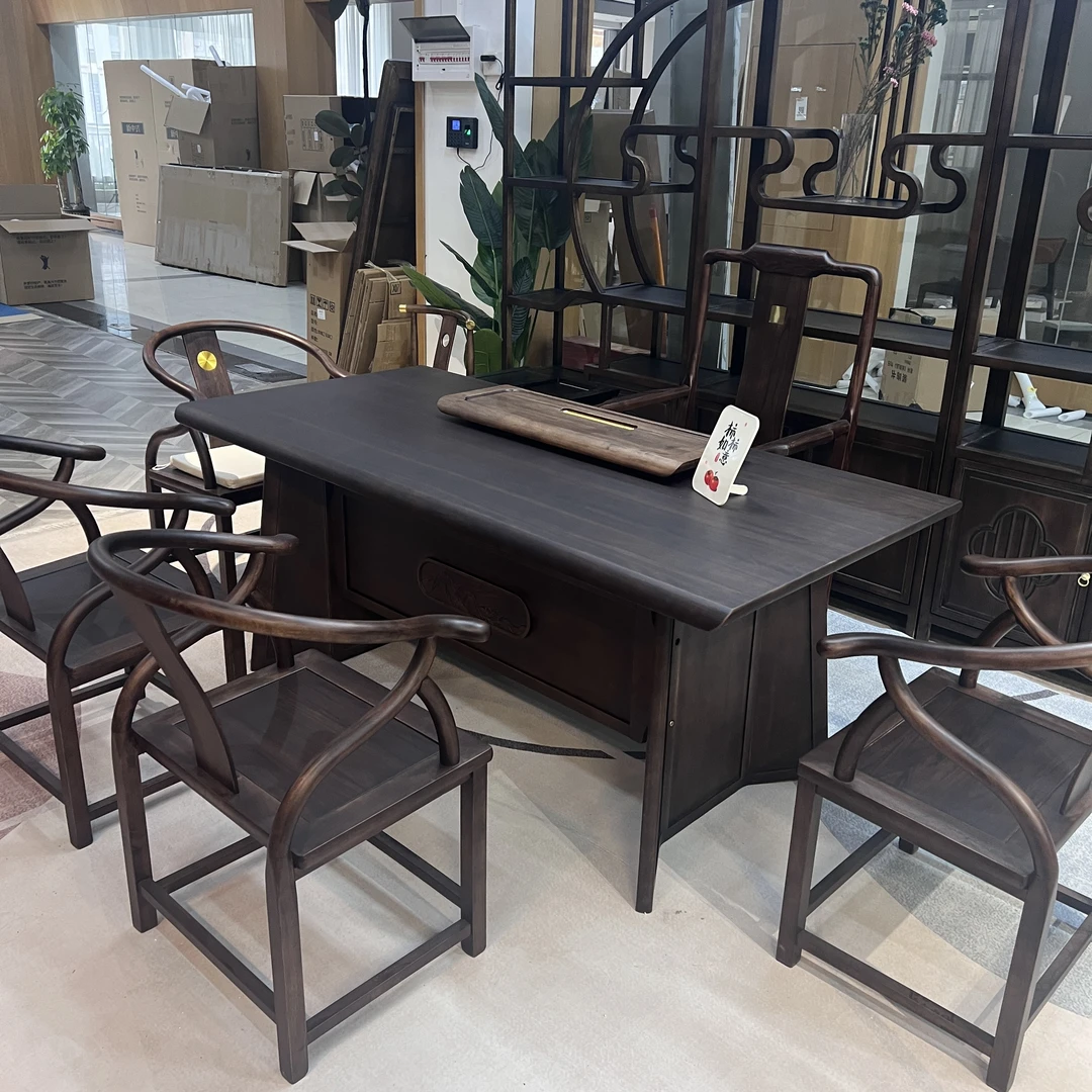 乘风破浪新中式实木茶桌椅组合简约禅意家用泡茶桌