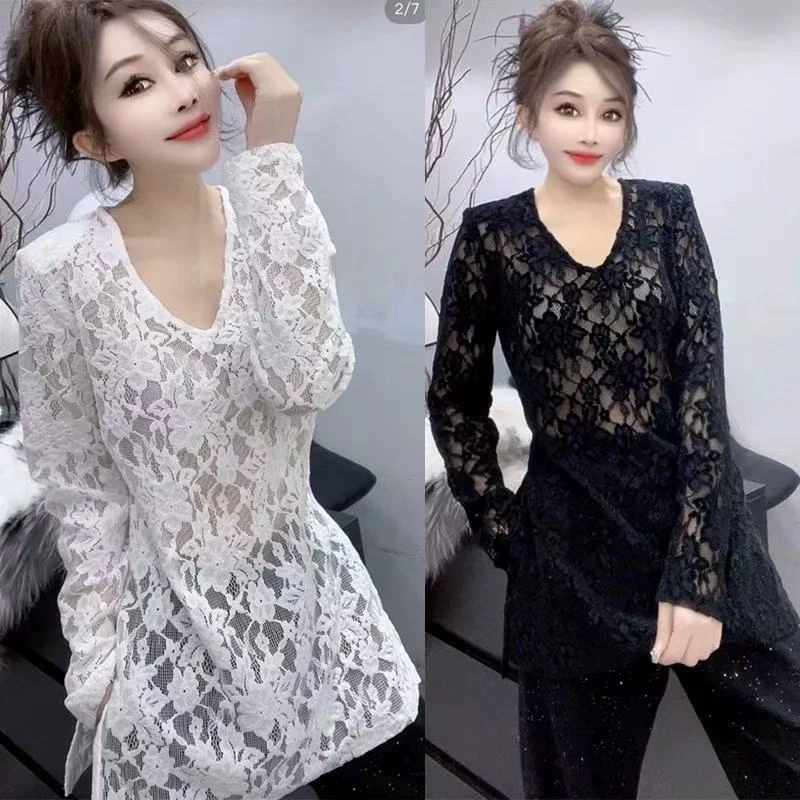 欧货2025女时尚高级感气质小香风蕾丝长袖打底衫上衣内搭潮10319