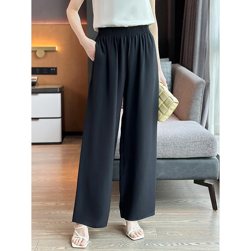 左左家 轻奢牛货~品质控BI入！6A级30姆米重绉真丝直筒休闲阔腿裤