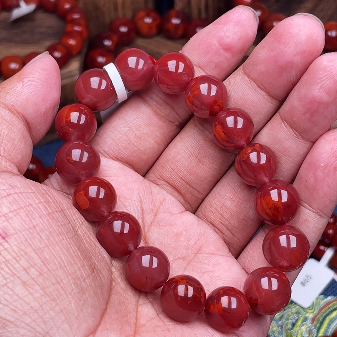 南红玛瑙未镶嵌手链南红瓦西卡13玫红