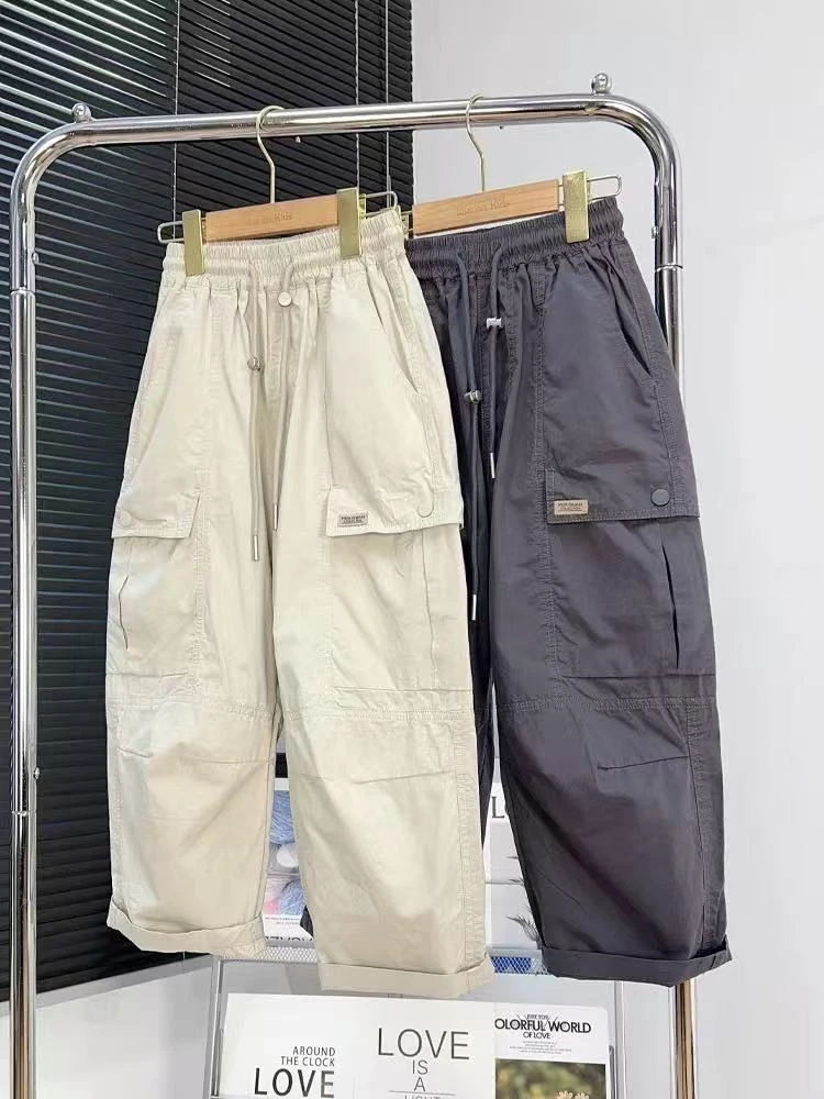 童装男童工装裤夏款儿童裤子中大童宽松休闲裤男孩透气长裤