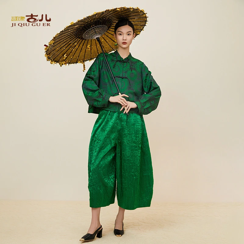 吉丘古儿小欢喜提花上衣新中式复古原创设计中式显瘦衬衫G243Y012