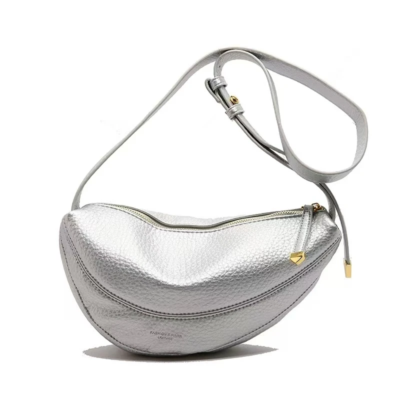 【软皮腋下斜挎饺子包牛角包包】【No退换】瑕疵品