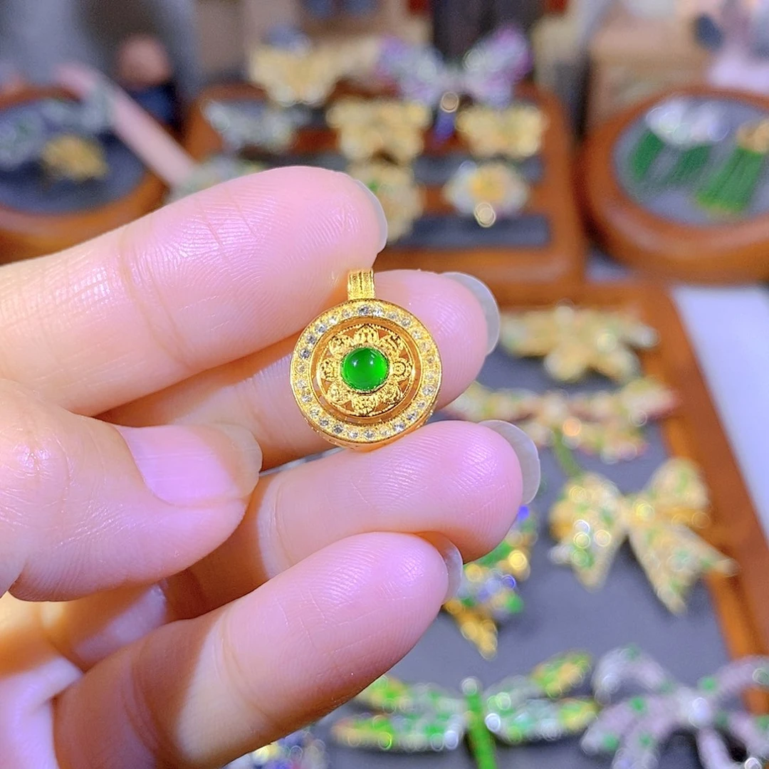 颈饰银S925镶嵌翡翠