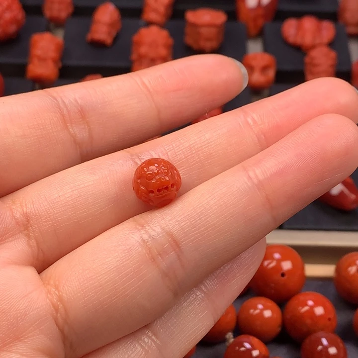 南红玛瑙未镶嵌貔犰单珠9MM+