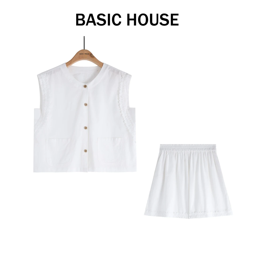 Basic House/百家好短袖小香风气质白色时尚减龄套装B1335B5V7X2