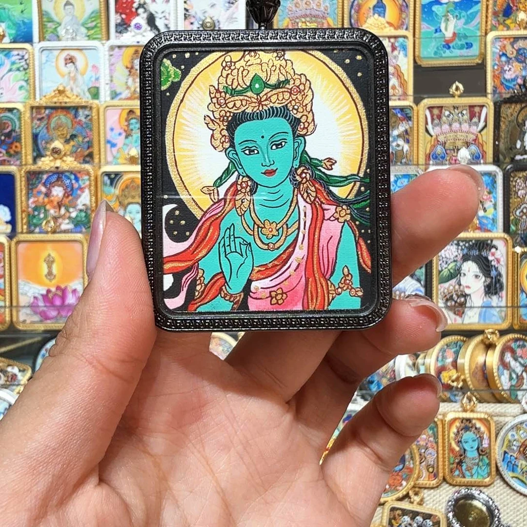 紫***嫣吊坠热贡纯手绘唐卡非遗文化