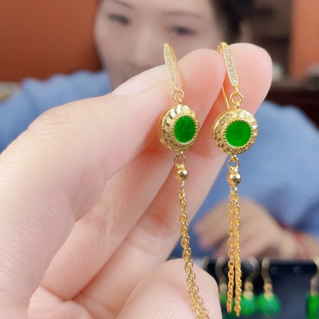 翡翠银S925镶嵌耳饰