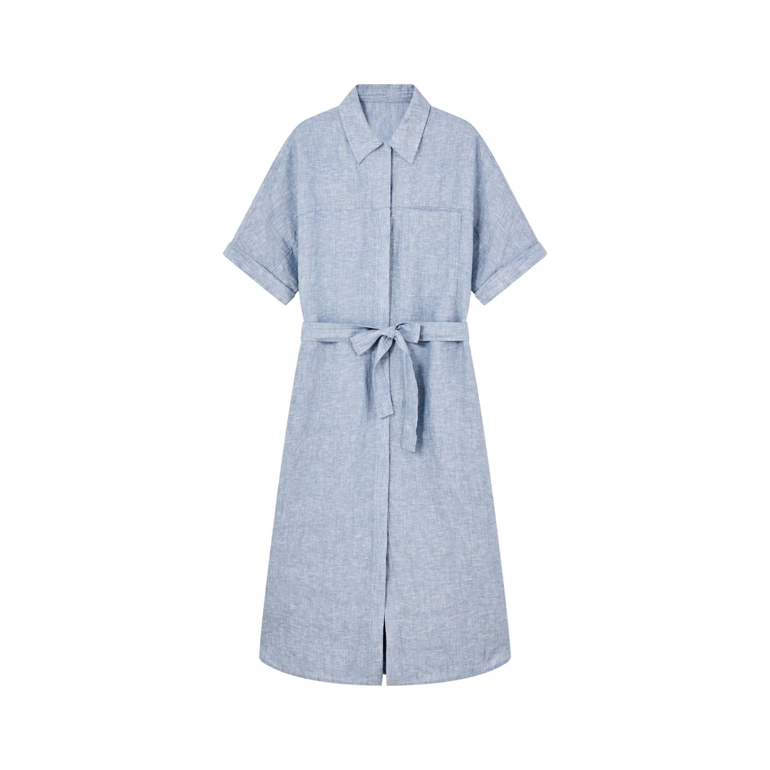 薰香2025新款汉麻亚麻连衣裙中长款L10488