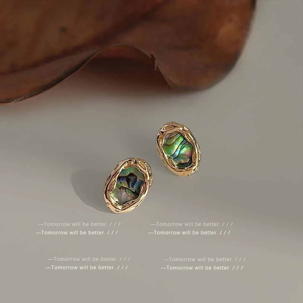 铜合金耳饰 耳钉女小众设计椭圆耳环轻奢风小众