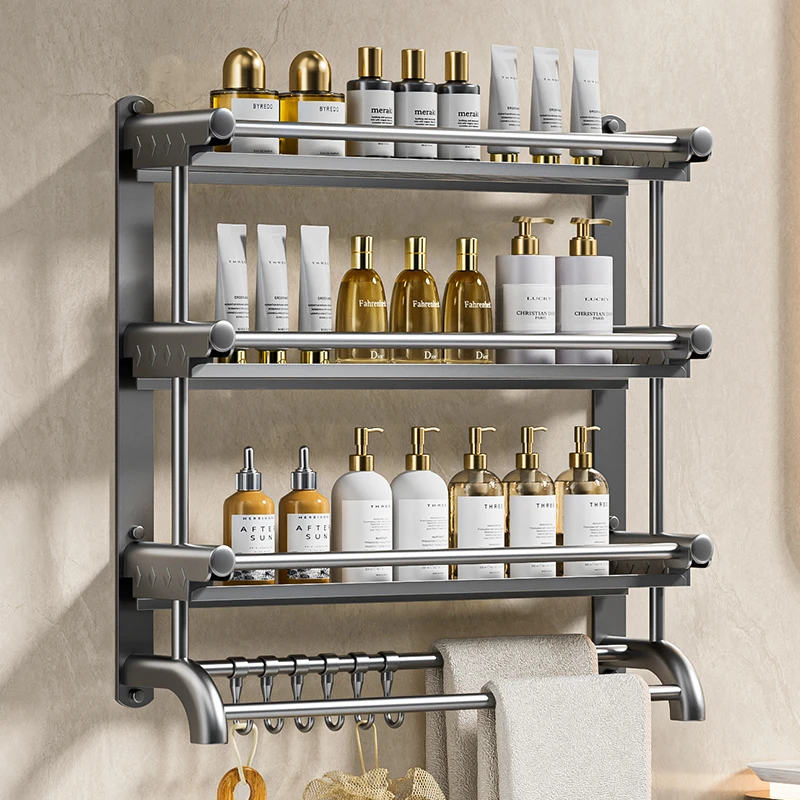 卫生间置物架免打孔壁挂浴室架子洗澡洗手间厕所洗漱台收纳毛巾架