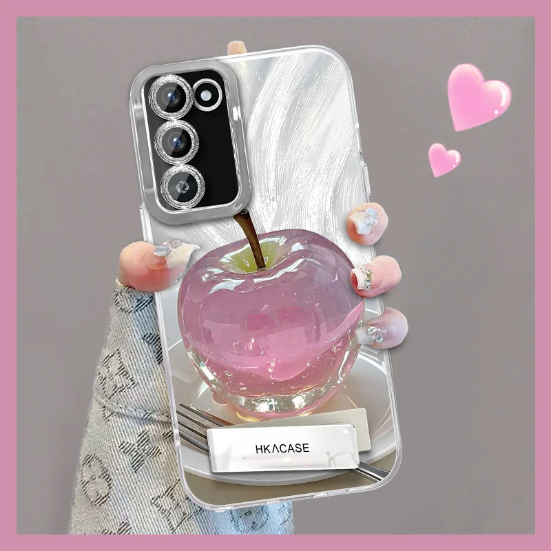 适用于oppoa56精孔羽纱晶莹粉苹果网红创意支架全包防摔手机壳女