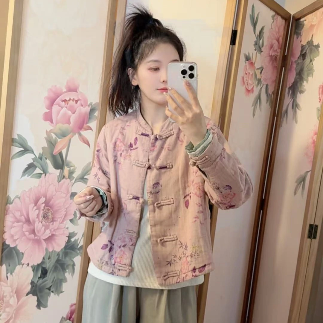 1773 国风中式盘扣刺绣棉麻外套女2025秋季新款时尚百搭洋气上衣