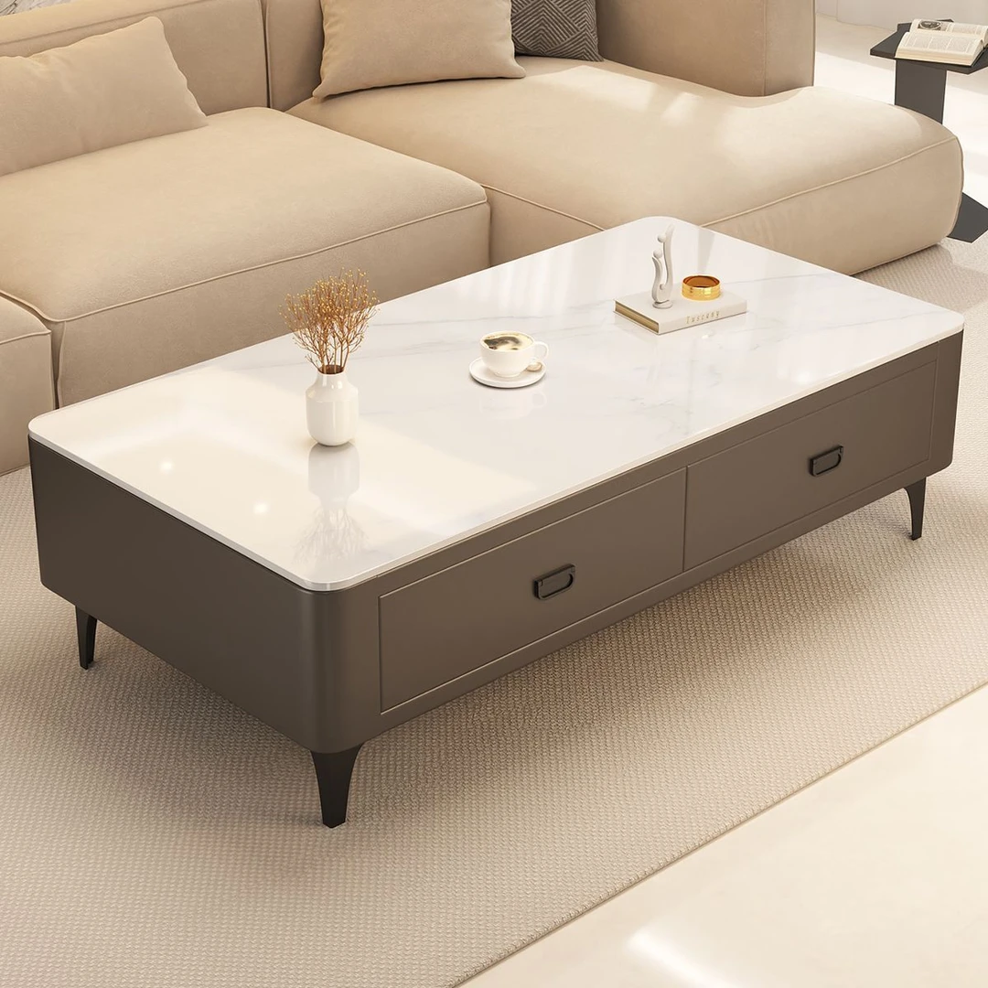 简约风桌子北欧岩板茶几客厅家用2025新款轻奢高级感小户型大理石