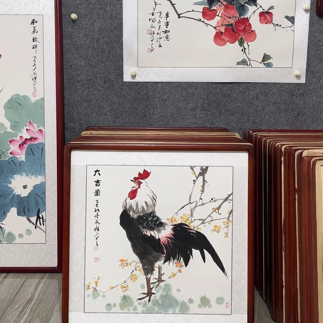 国画书画作品带框63×63