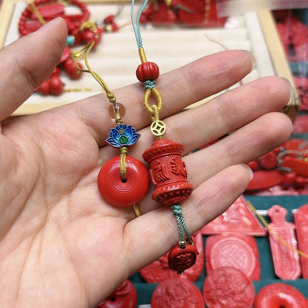 天然辰砂平安扣转经筒