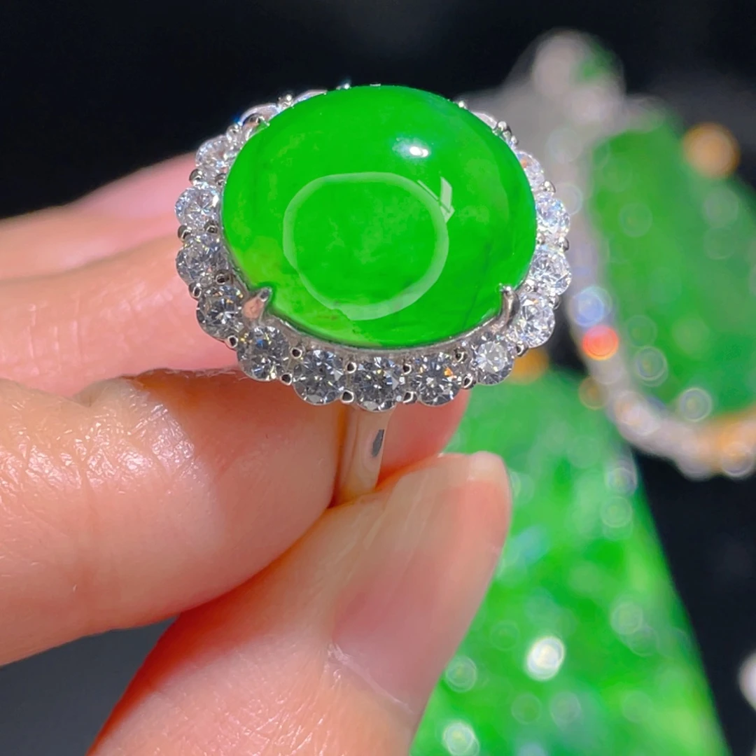 翡翠戒指银S925镶嵌11111111111111
