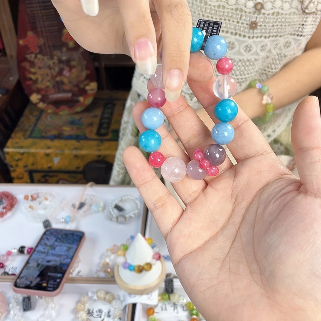 水晶手链银S925镀金镶嵌