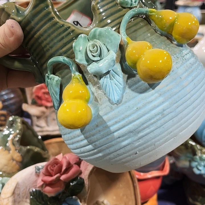 瓷片花盆多肉植物艺术品