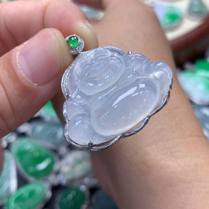 翡翠吊坠(不含链)18K金镶嵌