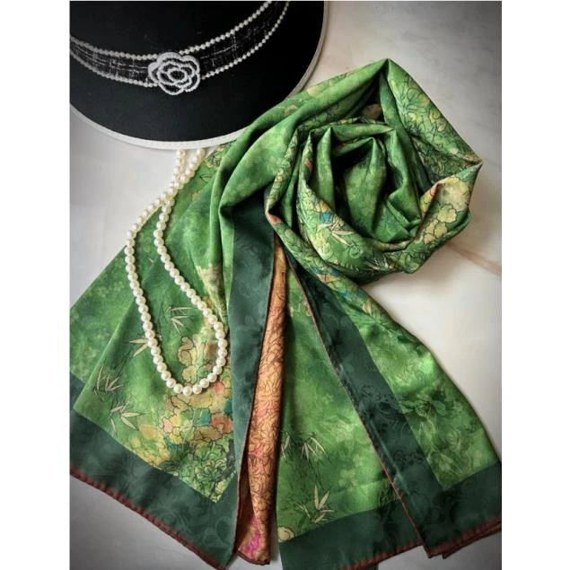 k（绿扣）xys-66【金秋岁月】提花花萝镂空香韵沙 70*180长巾