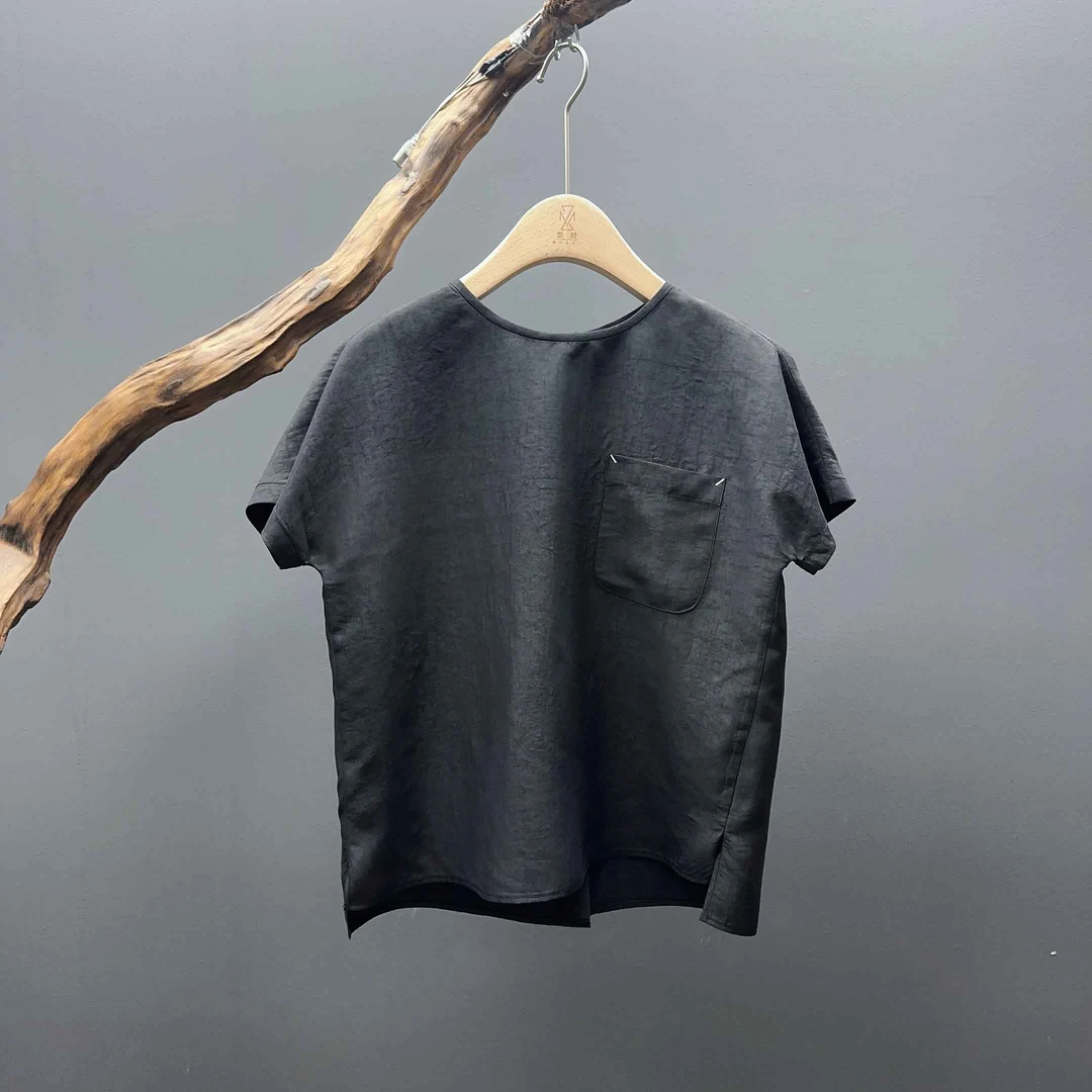 墨枝 龟裂纹香云纱桑蚕丝上衣S900A116