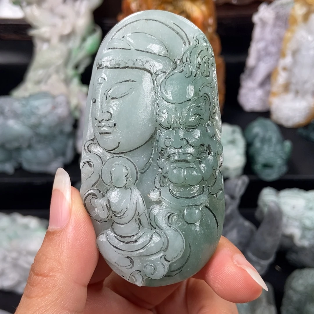 老***大未镶嵌定制翡翠天然缅甸翡翠A货毛货抛光定制