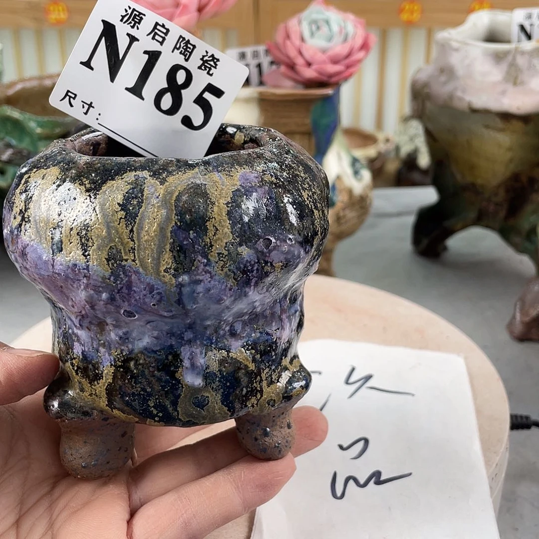 紫砂花盆景德镇陶瓷多肉花盆185