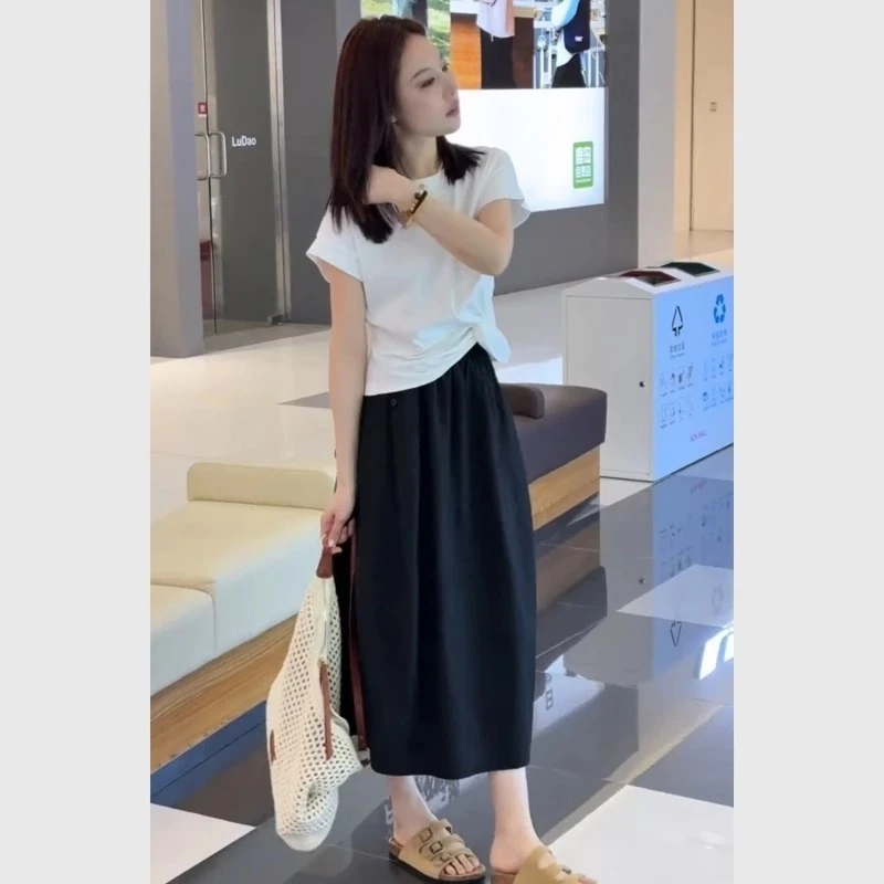 强烈推荐！！夏装一整套ootd穿搭气质巨好看的裙子女短袖休闲套装