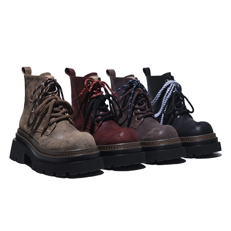 【GZ】厚底内增高13CM筒高13CM真皮女士马丁靴短靴百搭LX50906