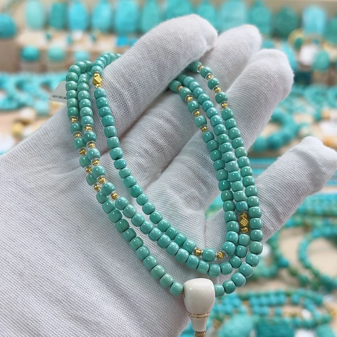 绿松石18K金镶嵌珠宝奇石3.8