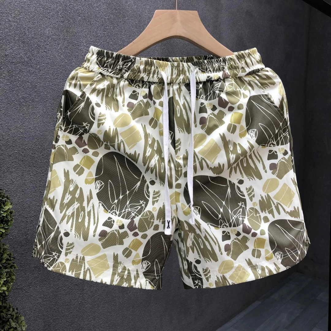 港式流行青年花短裤男居家外穿薄款五分裤2025夏季新款男士大裤衩