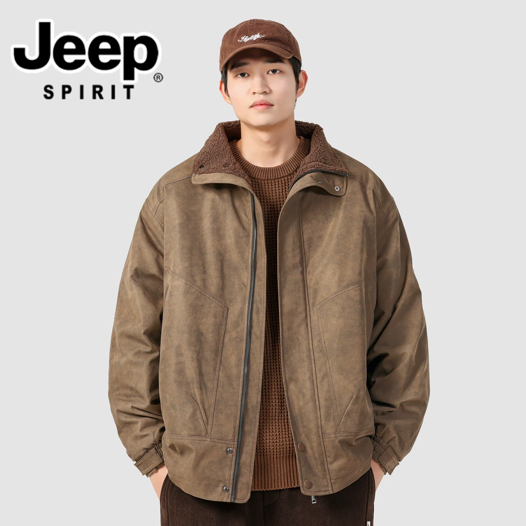 JEEPSPIRIT吉普高端重磅加厚工装夹克男冬季御寒保暖棉袄潮流外套