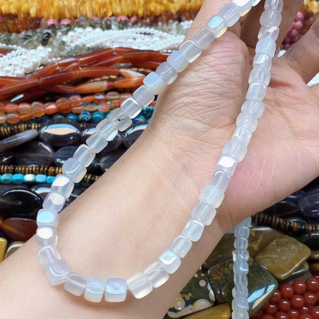 玛瑙/玉髓合金珠宝半成品白玛瑙方不定卡7