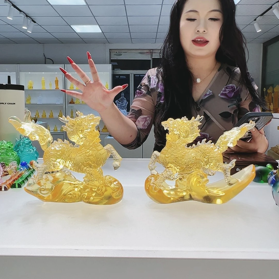 【闪购商品】手工艺品琉璃麒麟一对