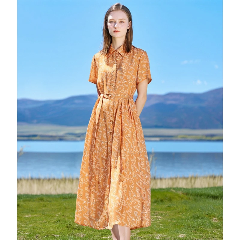 春夏新款时尚优雅气质桑蚕丝连衣裙 圣SL53200