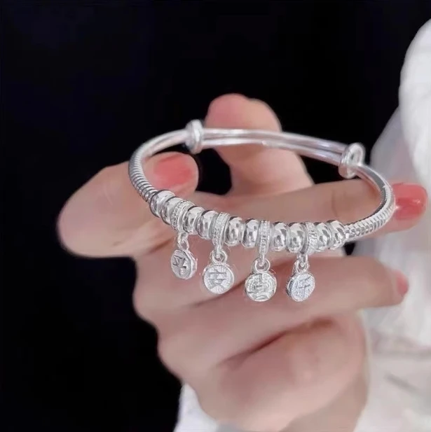 足银手镯 潘家盘缠简约百搭时尚复古经典手镯4