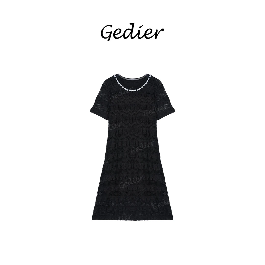 【歌蒂尔】“宛若翩翩“ 镂空拼接设计感连衣裙 LG520555Y 黑色