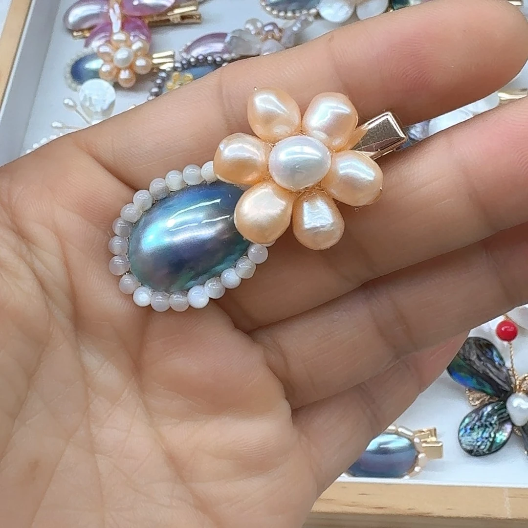 银S925镶嵌淡水珍珠发饰