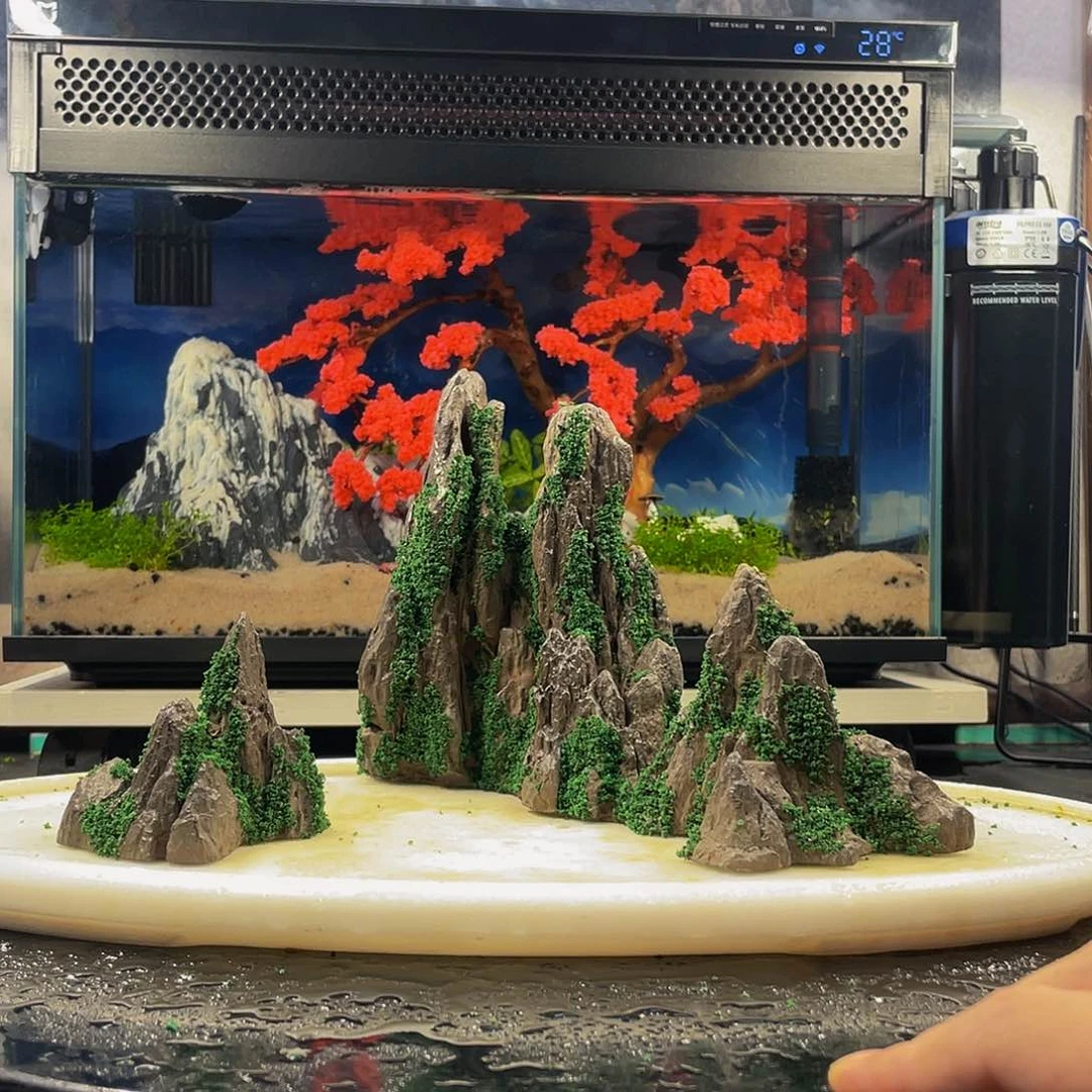 盆景鱼缸造景可以