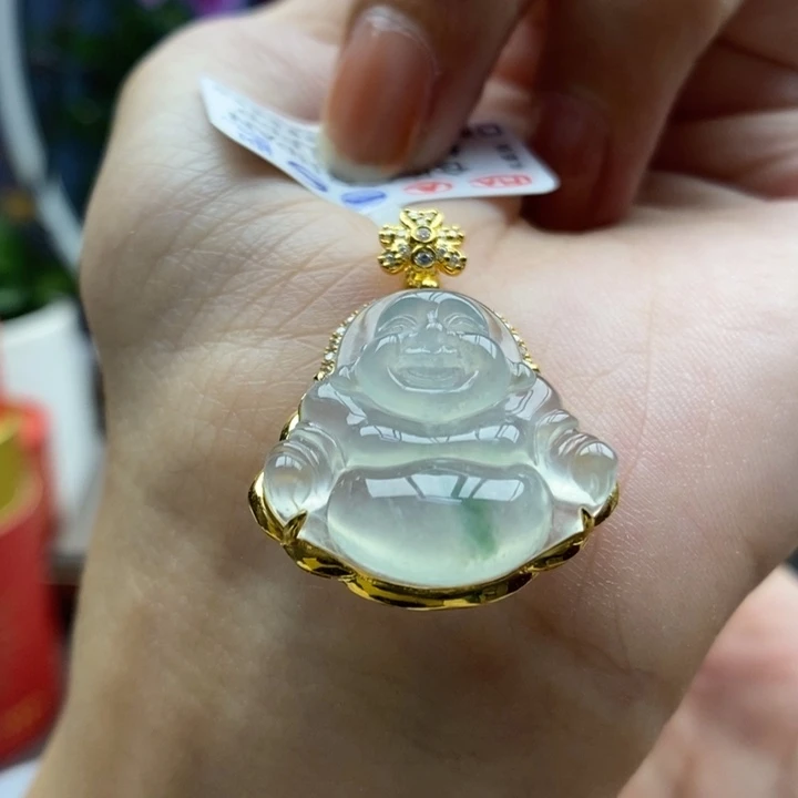 翡翠18K金镶嵌颈饰吊坠35