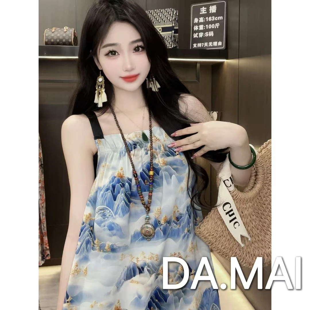 DA.MAI-8862#2025夏季清凉女款轻奢宽松长裙缎料无袖气质连衣裙
