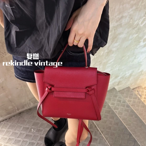 95新 Celine/思琳 复燃精选/红色鲶鱼nano斜挎包