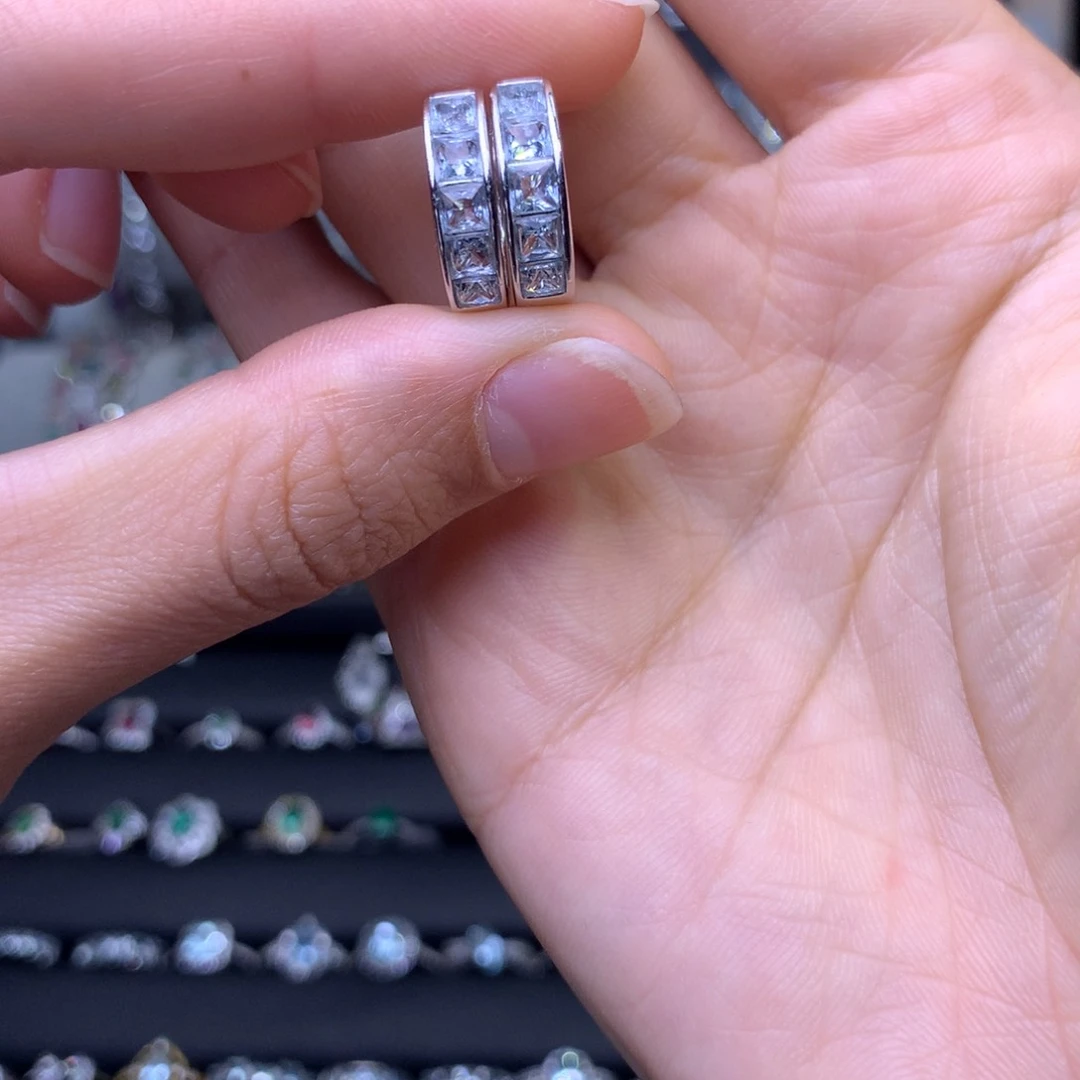 海蓝宝石耳环银S925镶嵌