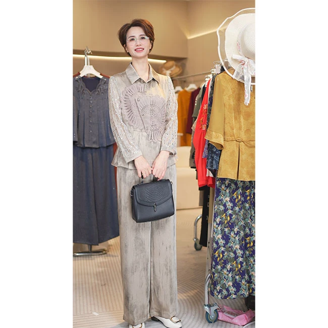 L8418 2025年春夏新款时尚长袖套装上衣+裤子两件套