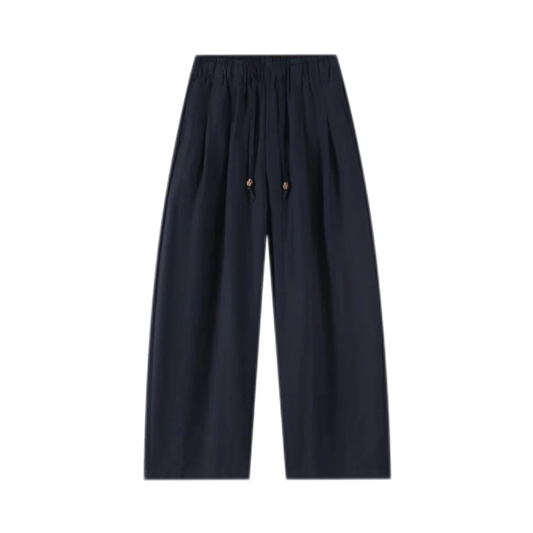 透气高腰直筒裤休闲裤老钱风百搭夏季宽松法式裤子时尚复古5886