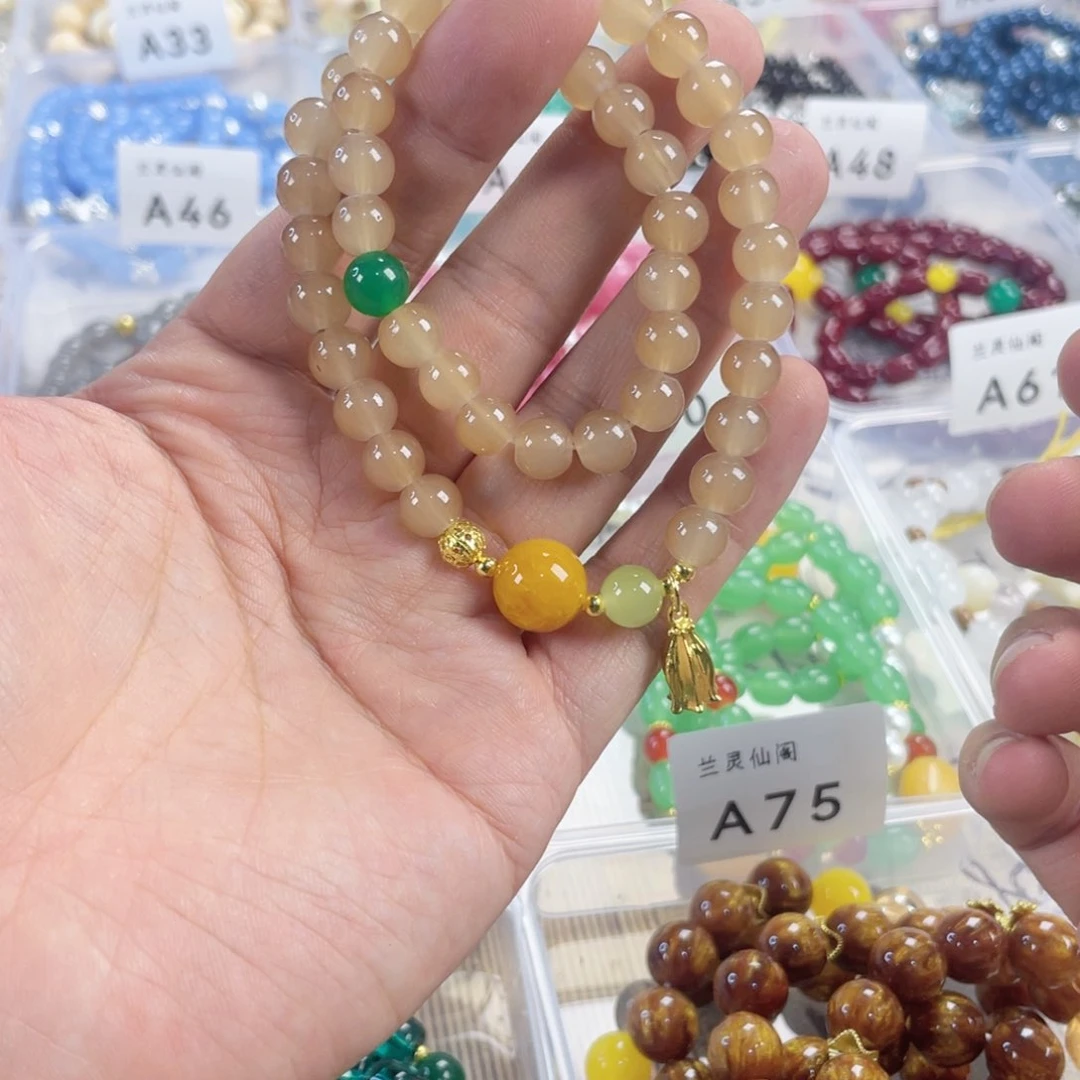 檀香紫檀（小叶紫檀）手串银S925镀金镶嵌