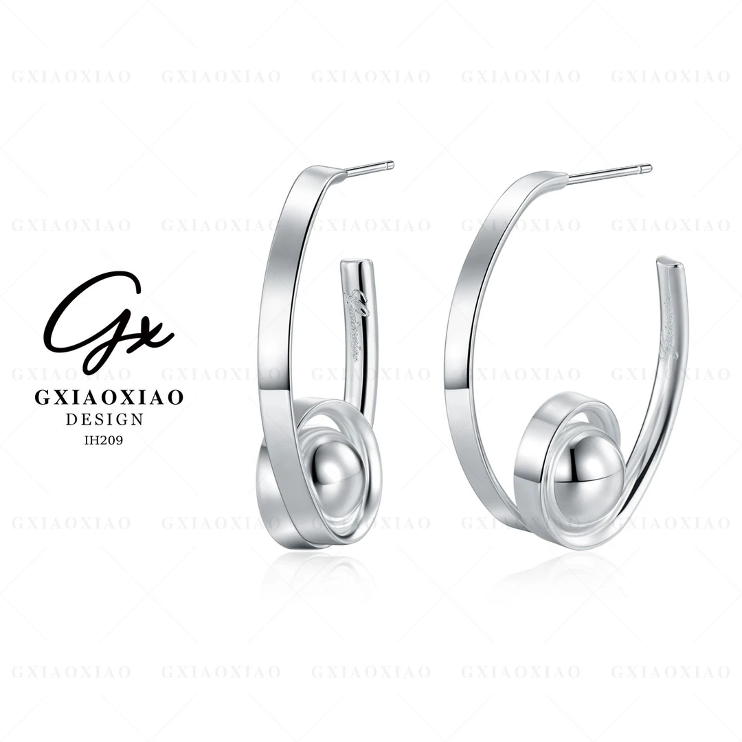 G XIAOXIAO 镀K金 法式气质设计感缠绕花纹耳环 IH209