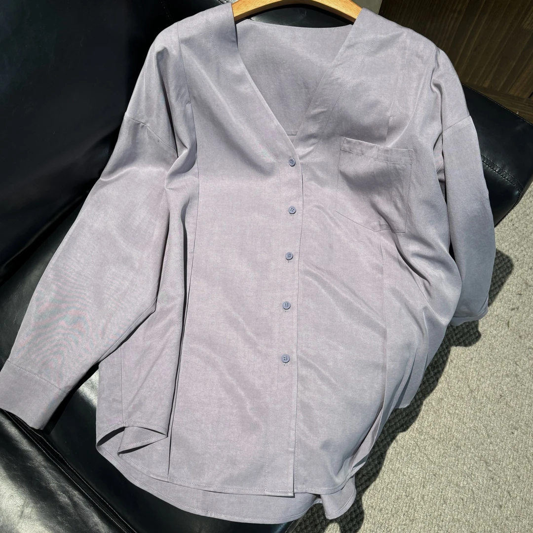 【梧桐落夏】90%莱赛尔10%亚麻中长款衬衫通勤百搭时尚纯色上衣女