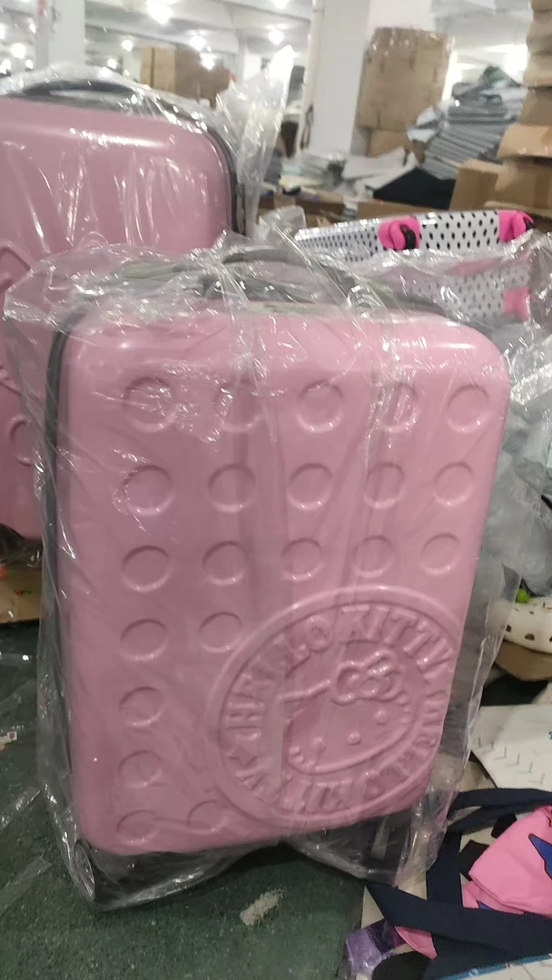 粉色圈圈猫猫高端拉链款行李箱20寸